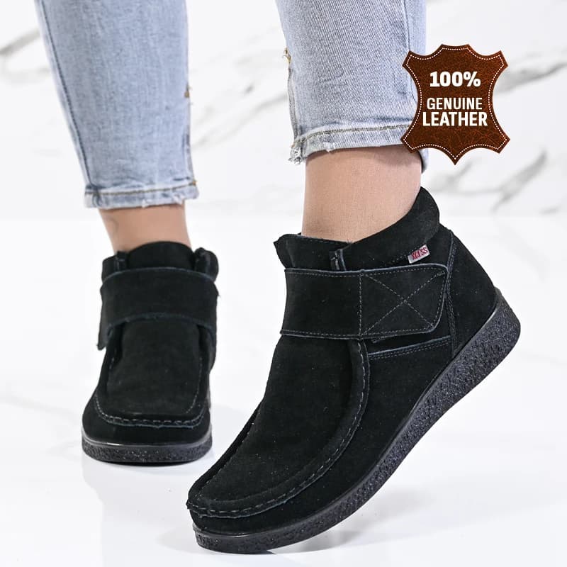 Боти естествена кожа E18018-1 Black