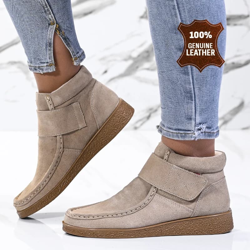 Боти естествена кожа E18018-2 Beige